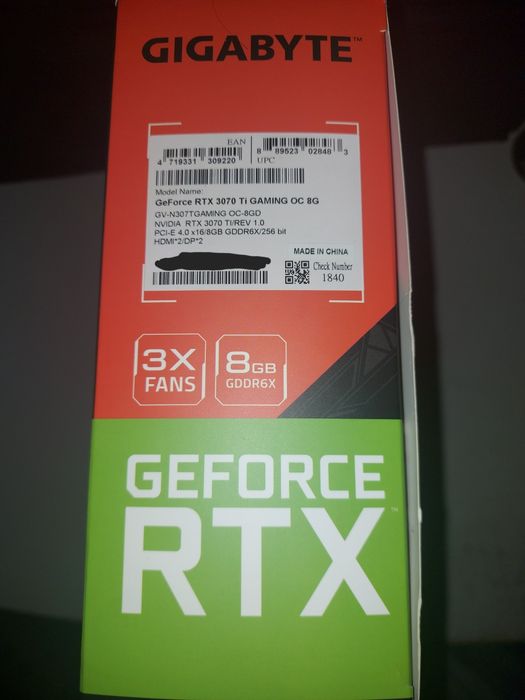 Placa video GIGABYTE GeForce RTX 3070 Ti gaming oc 8gb GDDR6X - NOUĂ / SIGILATĂ