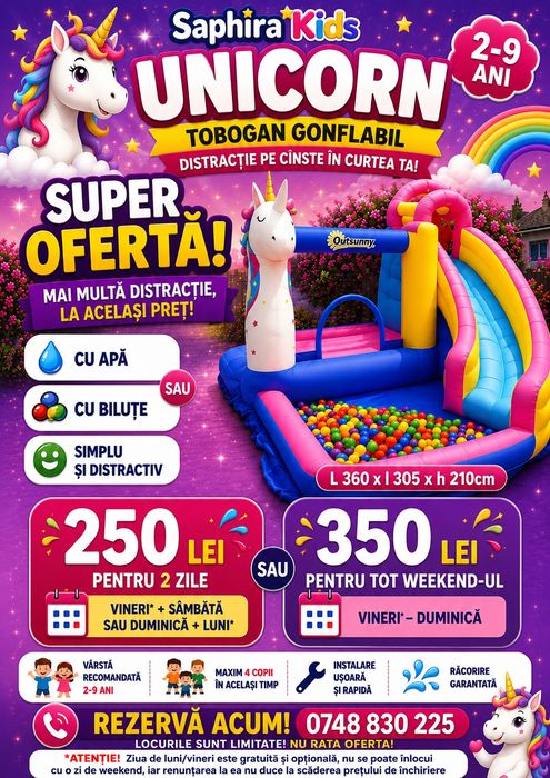 Tobogan gonflabil Unicorn de inchiriat