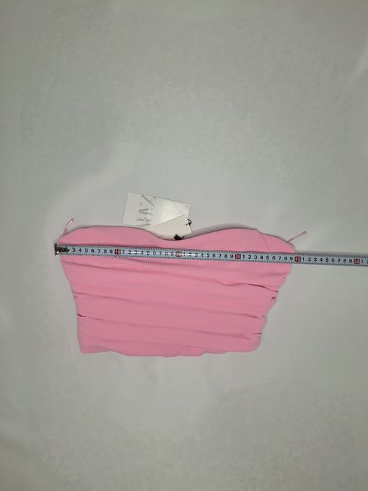 Top bustieră ZARA roz S, cu fermoar lateral, nou cu etichetă