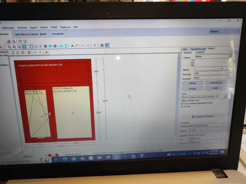 Fereastra geam termopan lungime panel 1435 mm inaltime 1685 mm
