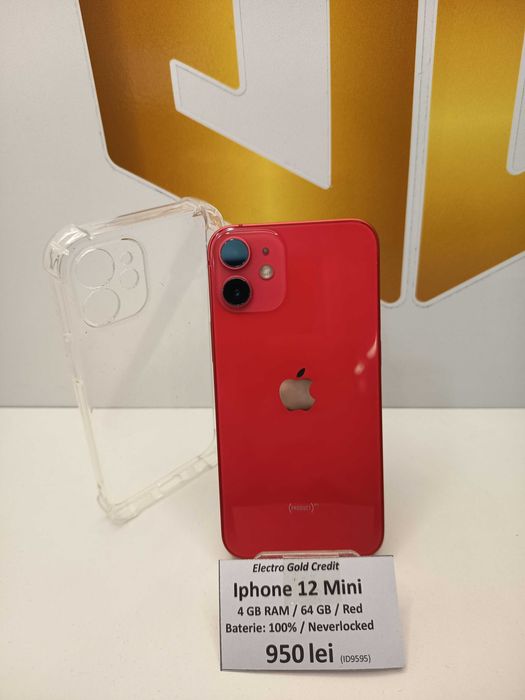 Iphone 12 Mini 64GB Red/Neverlocked/Baterie:100%/ca NOU! ID9595
