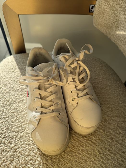 Tommy Jeans sneakers albi cu platformă