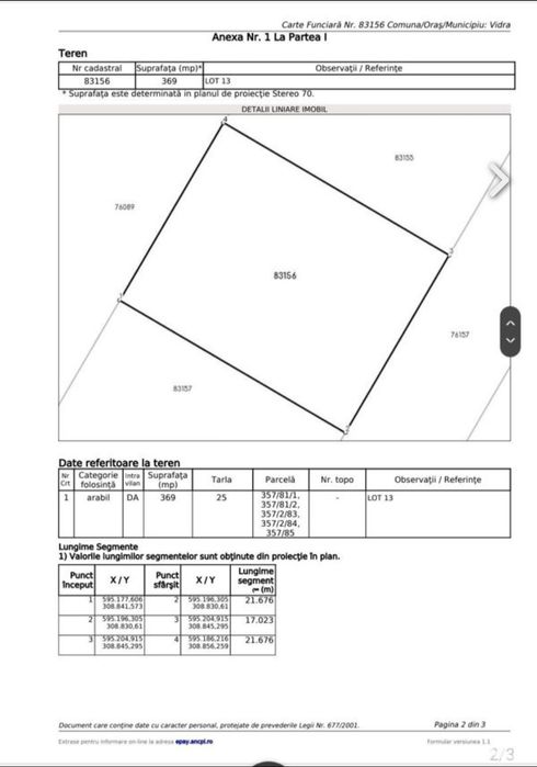 Teren de Vanzare Comuna Berceni