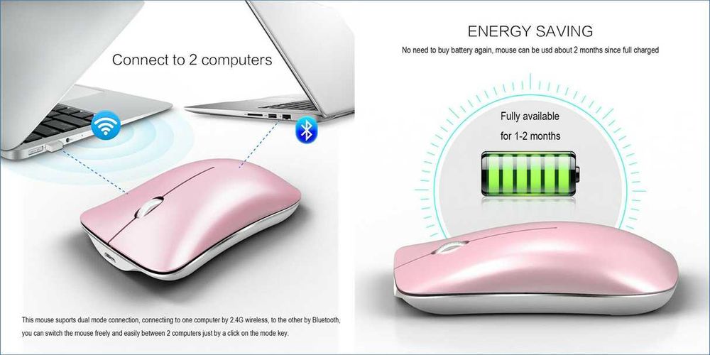 Mouse Dama Bussines MUTE Mute 1600DPI (Dual: Bluetooth + USB). Nou!