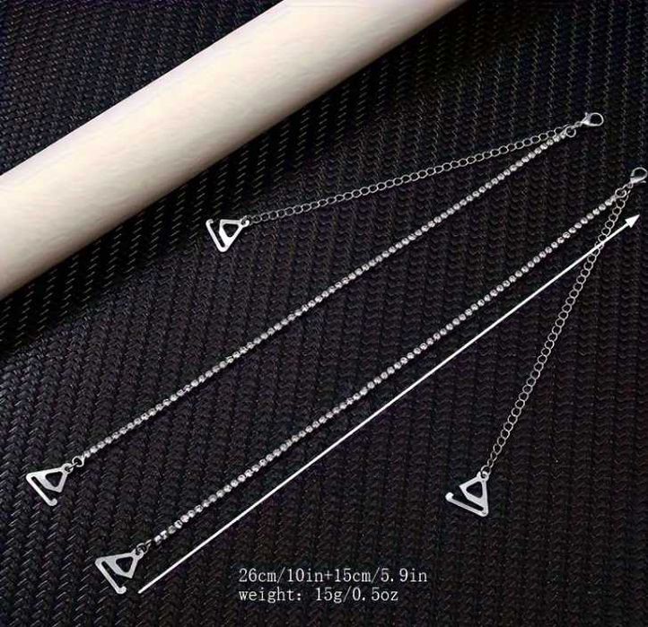 Сребърни презрамки за сутиен с кристали – регулиращи се за сватба, бал