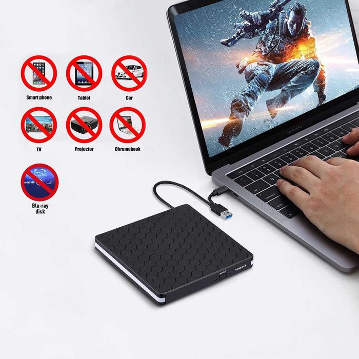 Външно DVD устройство Amicool – оптично устройство CD/DVD +/-RW с интерфейс USB 3.0 Type-C