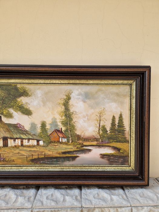 Страхотна голяма антикварна авторска картина