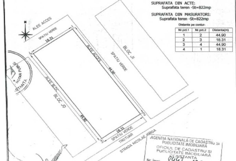 Teren intravilan 822 m.p. CT str.Nicolae Iorga 24B-pret 450.000 E