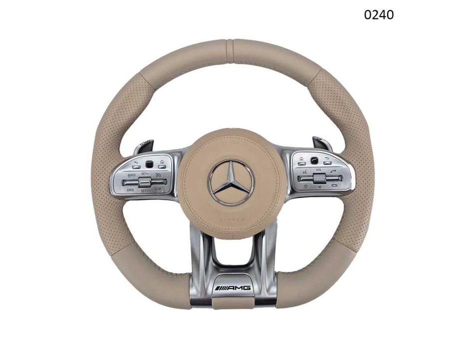 Volan sport piele AMG Mercedes  CLS, E, G, GLC, GLS, GLE Old touch bej