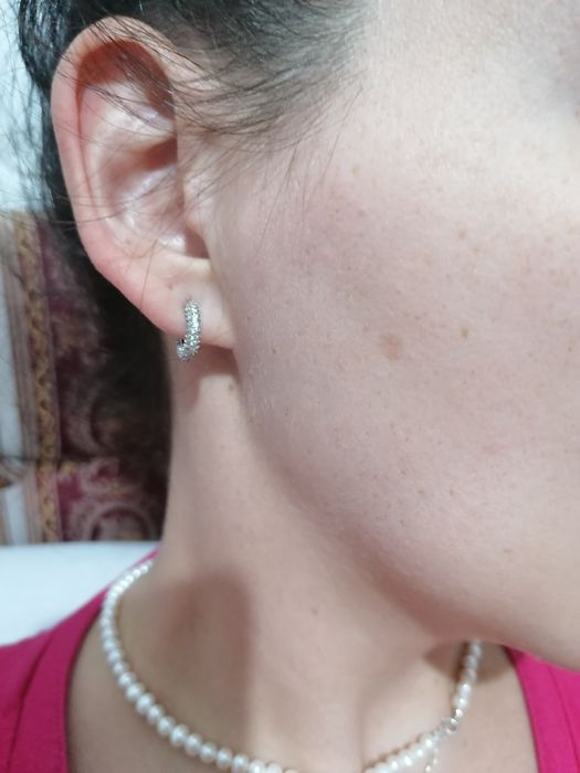 Vand cercei rotunzi /creole mici aur alb cu zirconii