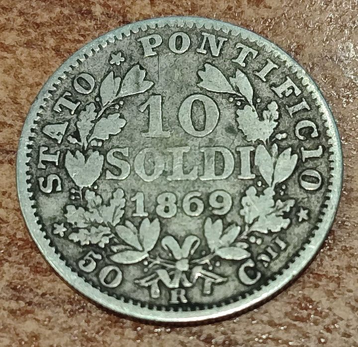 Сребърна италианска монета 1869