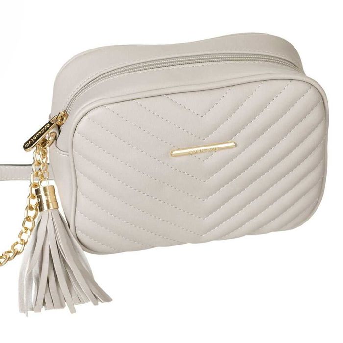 Нова дамска чанта EXCLUSIVO през рамо Бежово злато абитуриентски бал