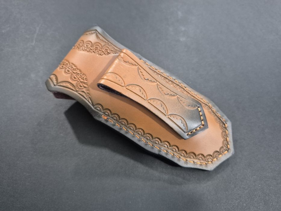 Сгъваем нож дамаска стомана с кожена кания,SD16