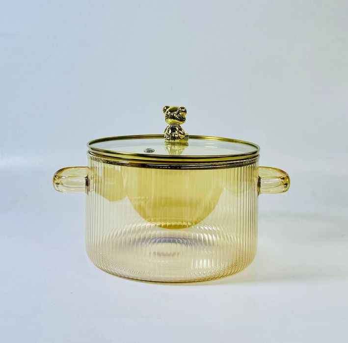 Кастрюля стеклянная, 1.8л новый стиль, термостойкая стеклянная посуда,