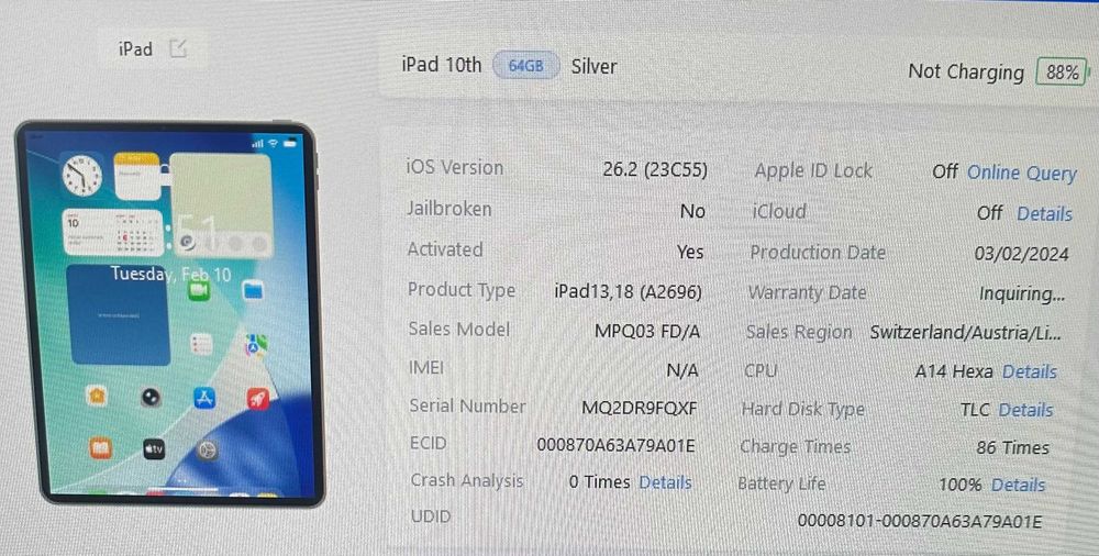 IPAD GEN 10 / 64 GB / 100%BAT / WI-FII / CreativAmanet