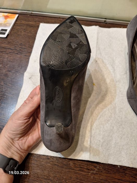 Pantofi dama piele intoarsa gri