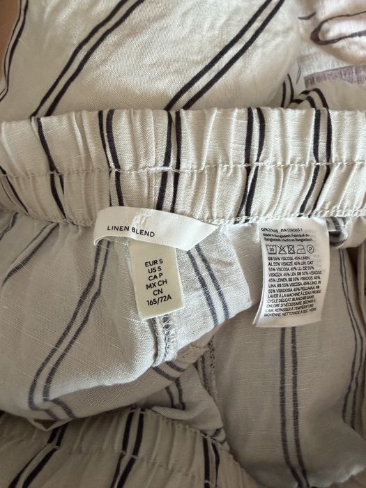 Панталон от ленена смес с връзка H&M