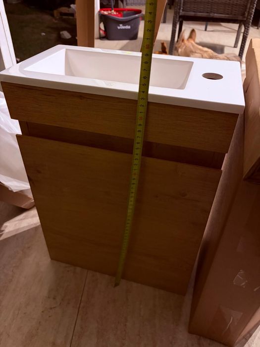 Set mobilier baie Kometmöbel 40 cm cu lavoar și mască, preasamblat