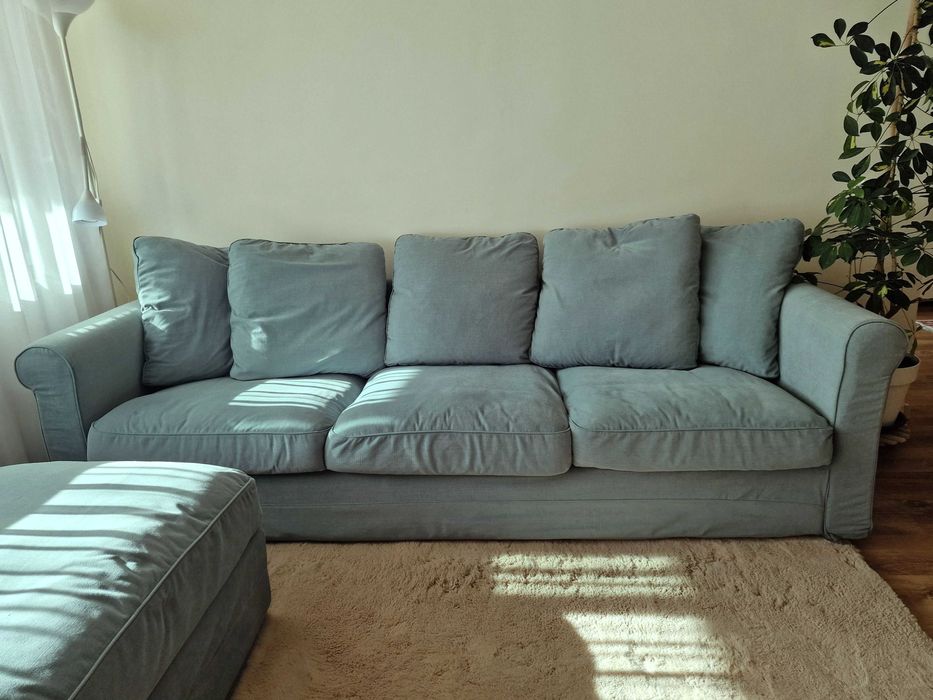 Canapea Gronlid IKEA (3 locuri, verde deschis, taburet)