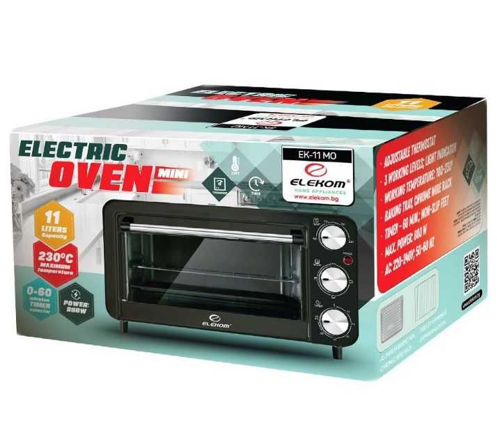 Гаранция! Мини фурна 1 литра до 230 градуса 800W с таймер