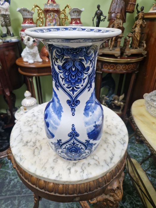 Стара рядка уникална антикварна холандска ваза Delft 19 век