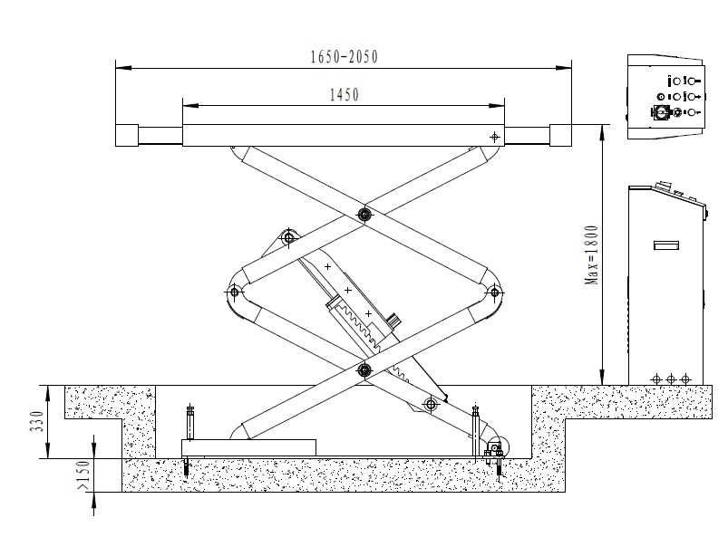 Ножичен подемник за вкопан или надземен монтаж 3,5t , 220V, URSA