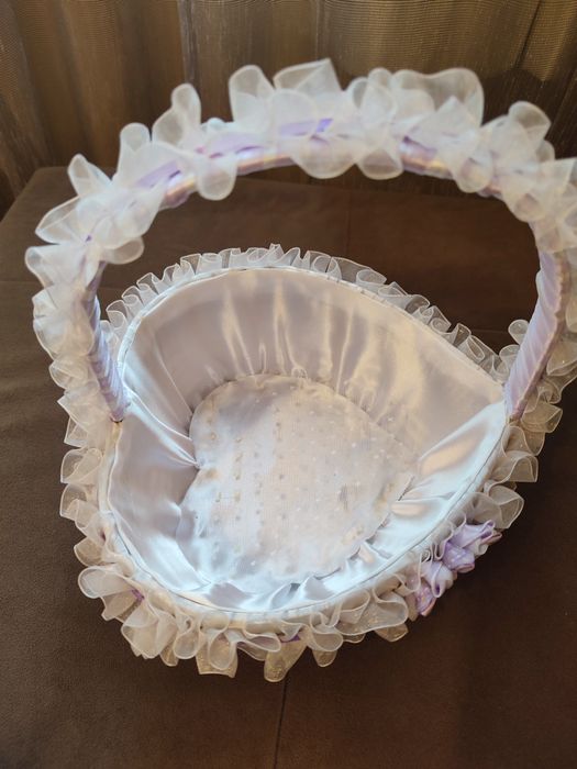 Сватбена кошница за късмети и поставка за пръстени