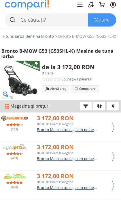 Vand masina tuns gazon bronto b-mow G53