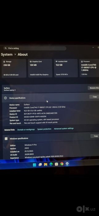 Microsoft Surface Laptop 3 | Core i7 | 16GB RAM | 256GB SSD