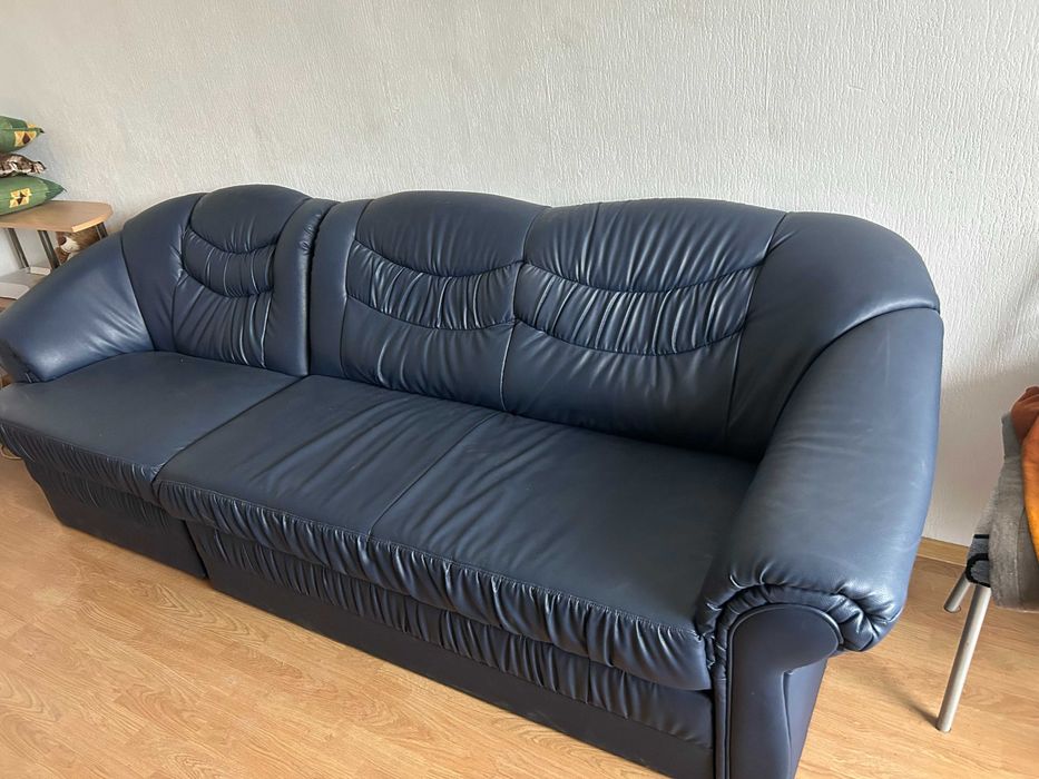 Диван и кресло от Естествена кожа. Използвани 6 месеца.