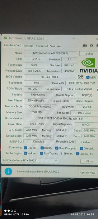 Palit gamerock rtx 5070 ti