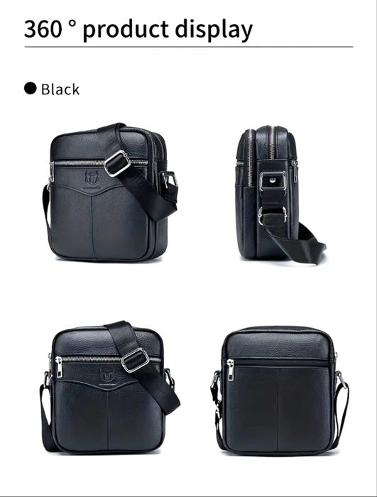 Мъжка стилна,бутикова кожена чанта /Черна естествена кожа -9% Промоция