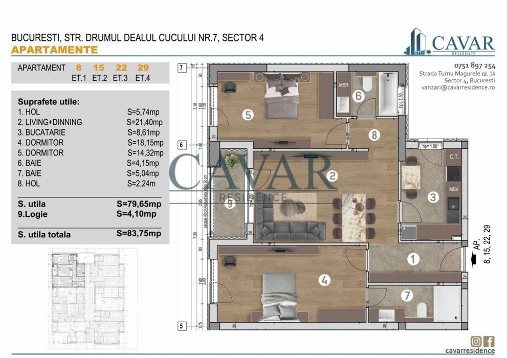 Proiect Cavar Residence 3 Camere 2 Bai 83 mp