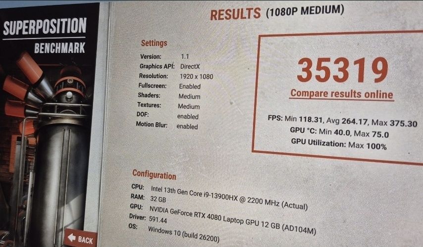 Laptop gaming i9 13900HX RTX 4080 16" 2K 240Hz 32GB DDR5 1TB NVMe