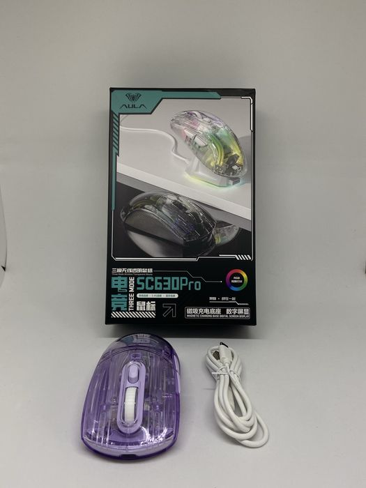 Mouse Gaming Wireless AULA SC630 Pro RGB cu stație de încărcare – Nou
