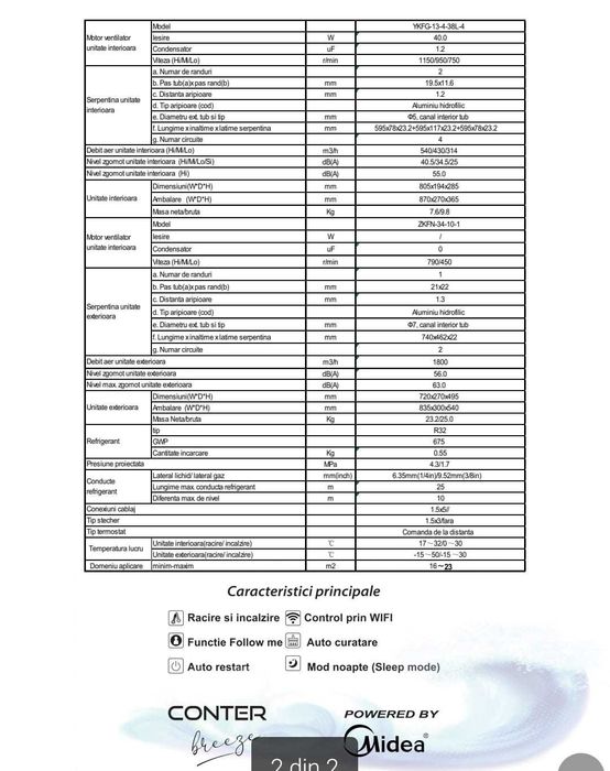Aer conditionat inverter control WiFi, CONTER BREEZE 24000 BTU