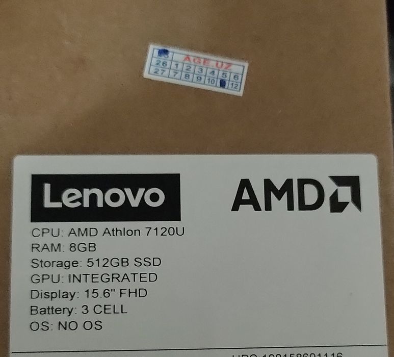 Lenovo.Amd Athlon 7120/512gb ssd/8gb ddr5/15.6" Экран.