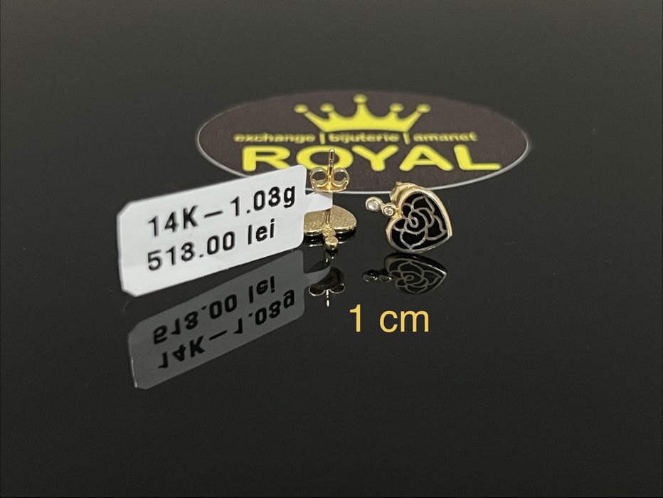Bijuteria Royal CB : Cercei inima aur 14k  1,03 grame