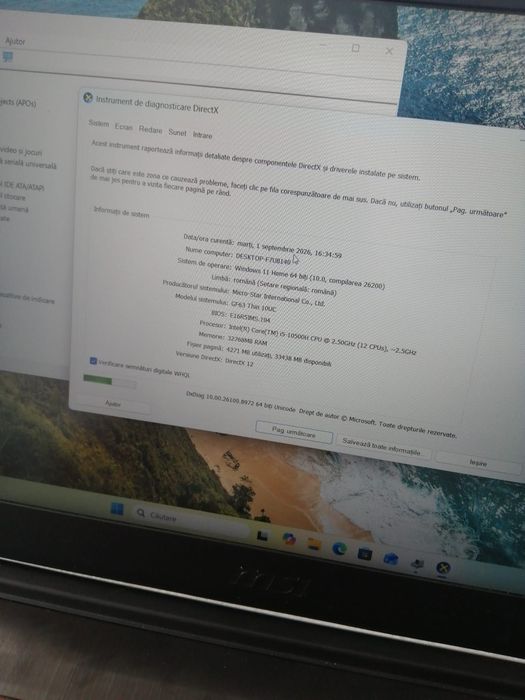 Vând Laptop Gaming MSI MS-16R5 – RTX 3050 / 32GB RAM / 3TB Stocare (Stare Excelentă)
