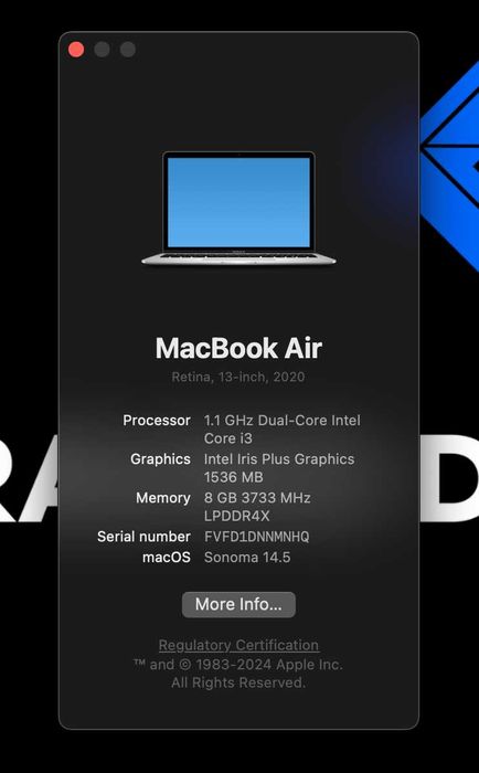 лаптоп Macbook Air 13-inch, 2020 година