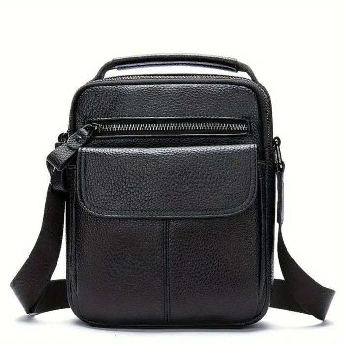 Мъжка кожена чанта с елегантна визия /Черна естест. кожа -20% Промоция