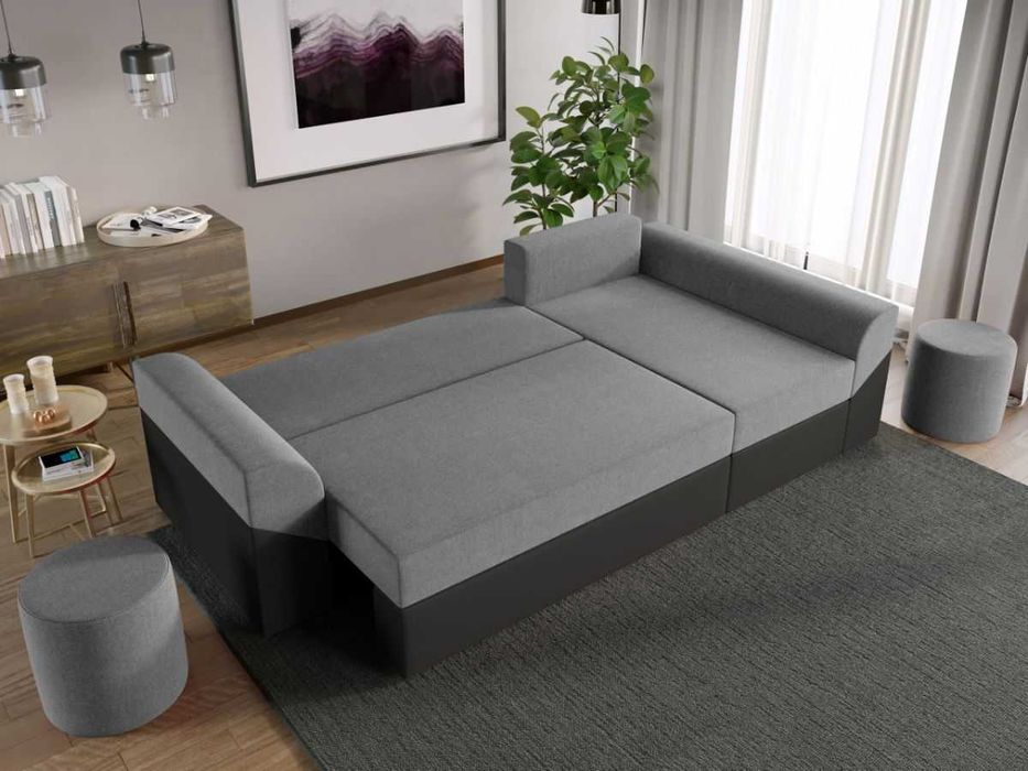 Coltar Extensibil Cali Stofa Gri Deschis / Piele Gri