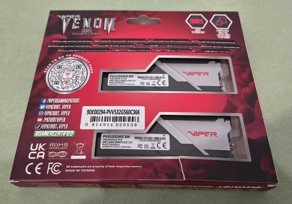 Рам памет Patriot Viper VENOM (16GBx2) 32GB DDR5 5600Mhz