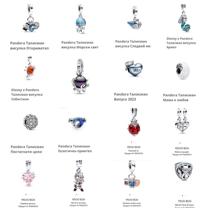 Талисмани Пандора Pandora Нови колекции модели 2025