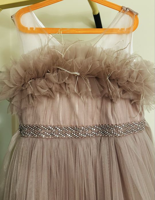 Rochie ocazie fete 10-11 ani culoare roz prafuit