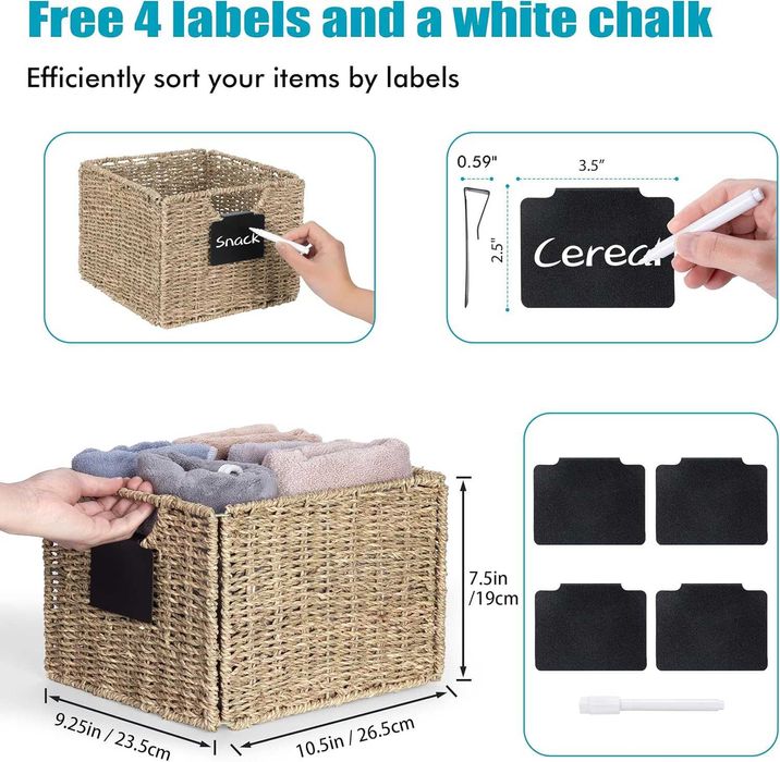 Set 4 Cosuri Depozitare din Iarba de Mare Pliabile 26.5x24x19 cm