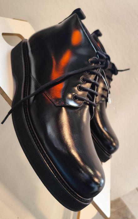 Ghete lace up 45 premium Massimo Dutti NOI piele naturala lucioasa