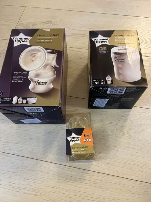 Pompa de san manuala + Sterilizator calatorie + 2 tetine Tommee tippe