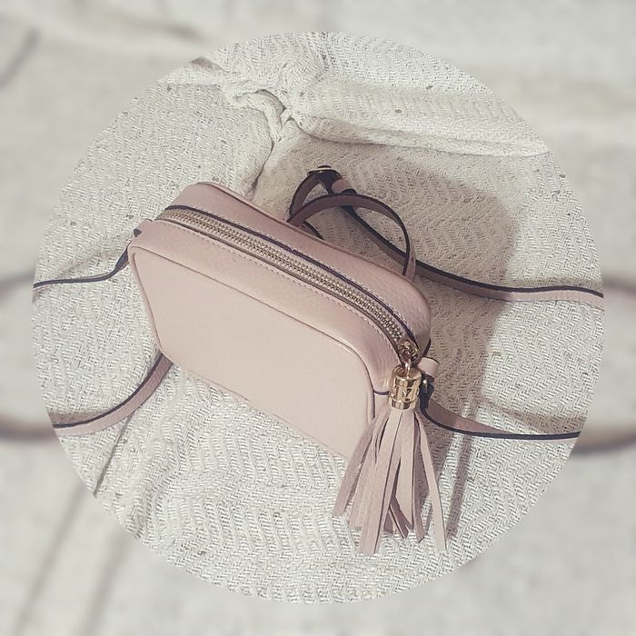 Poşetă piele naturală roz prăfuit