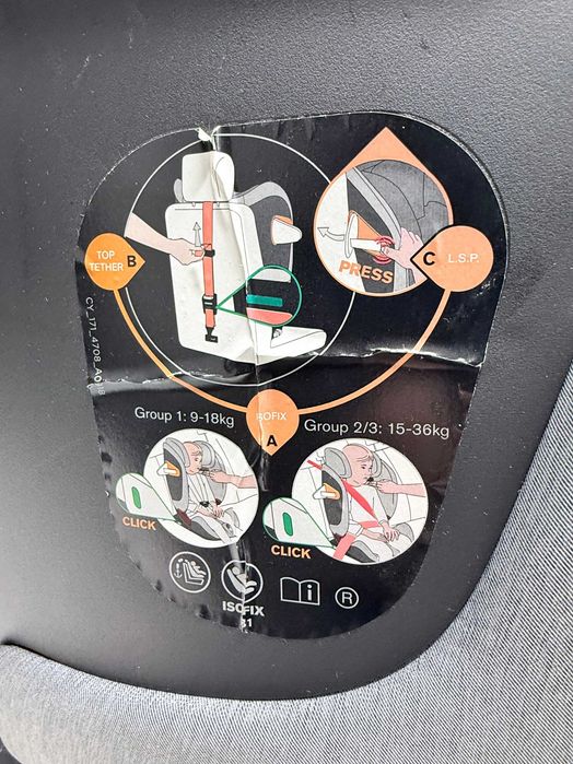 Scaun auto copii cu Isofix GB Everna-Fix London Grey, 9 luni - 12 ani